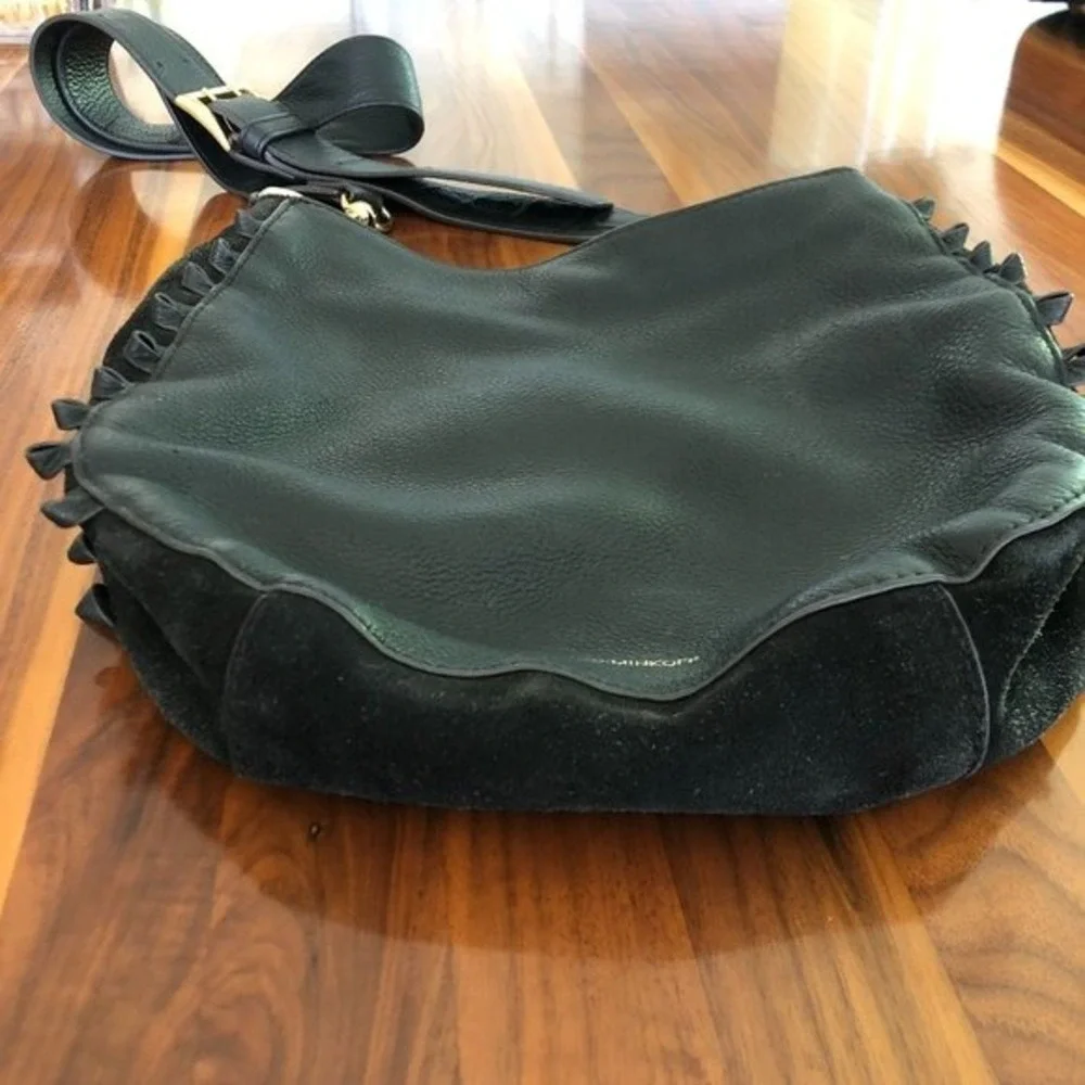 Rebecca Minkoff Lima Hobo Black Suede‎ Leather Crossbody Bag without Fringe